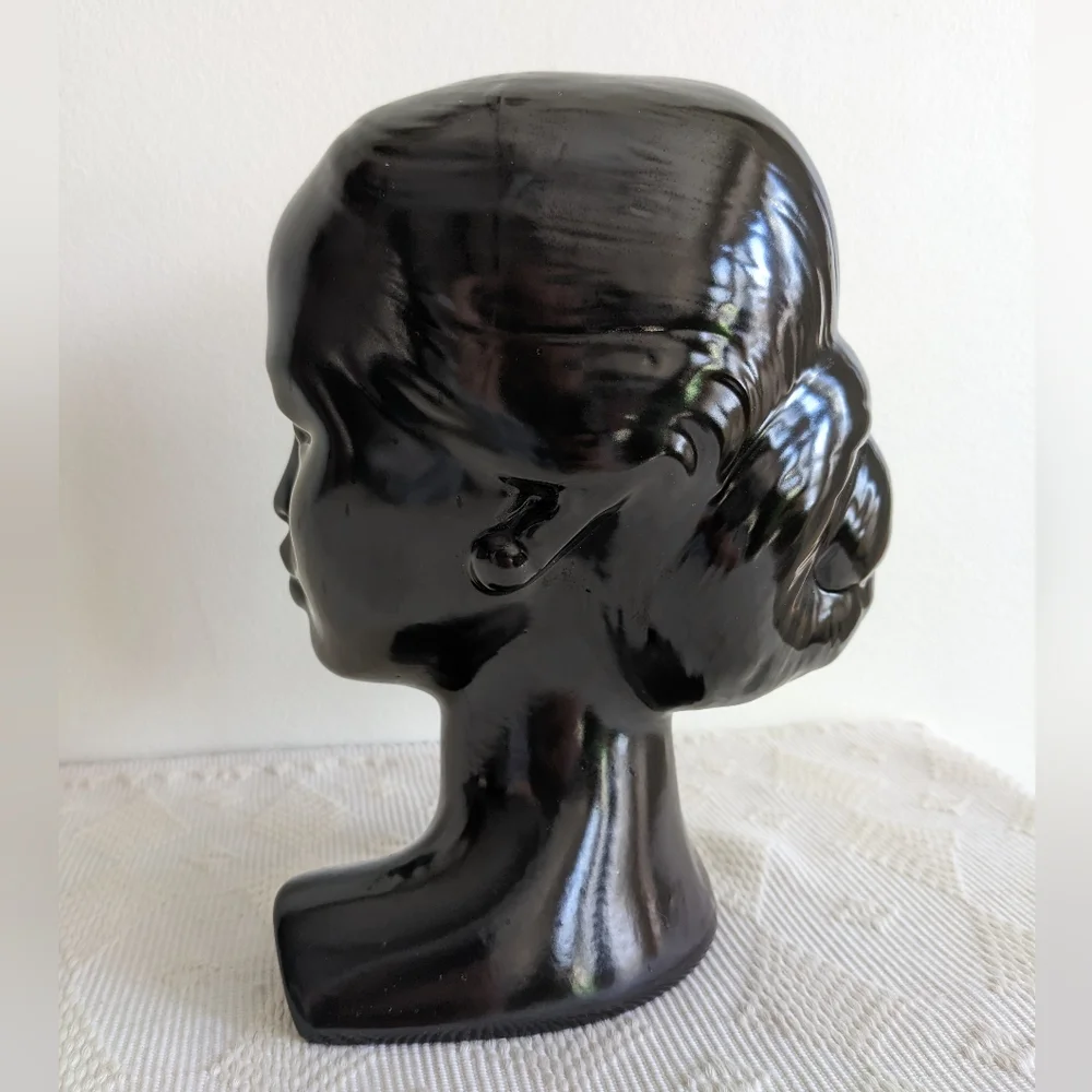 Holland Mold Busts Vintage MCM ceramic decor smooth black gloss finish - Picture 5 of 10